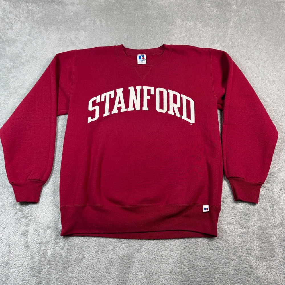 VINTAGE Stanford‎ Sweatshirt Mens Medium Maroon Russell Athletic 90s Made in USA